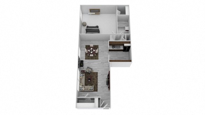Floor plan for 1 bed, 1 bath, 650 sqft